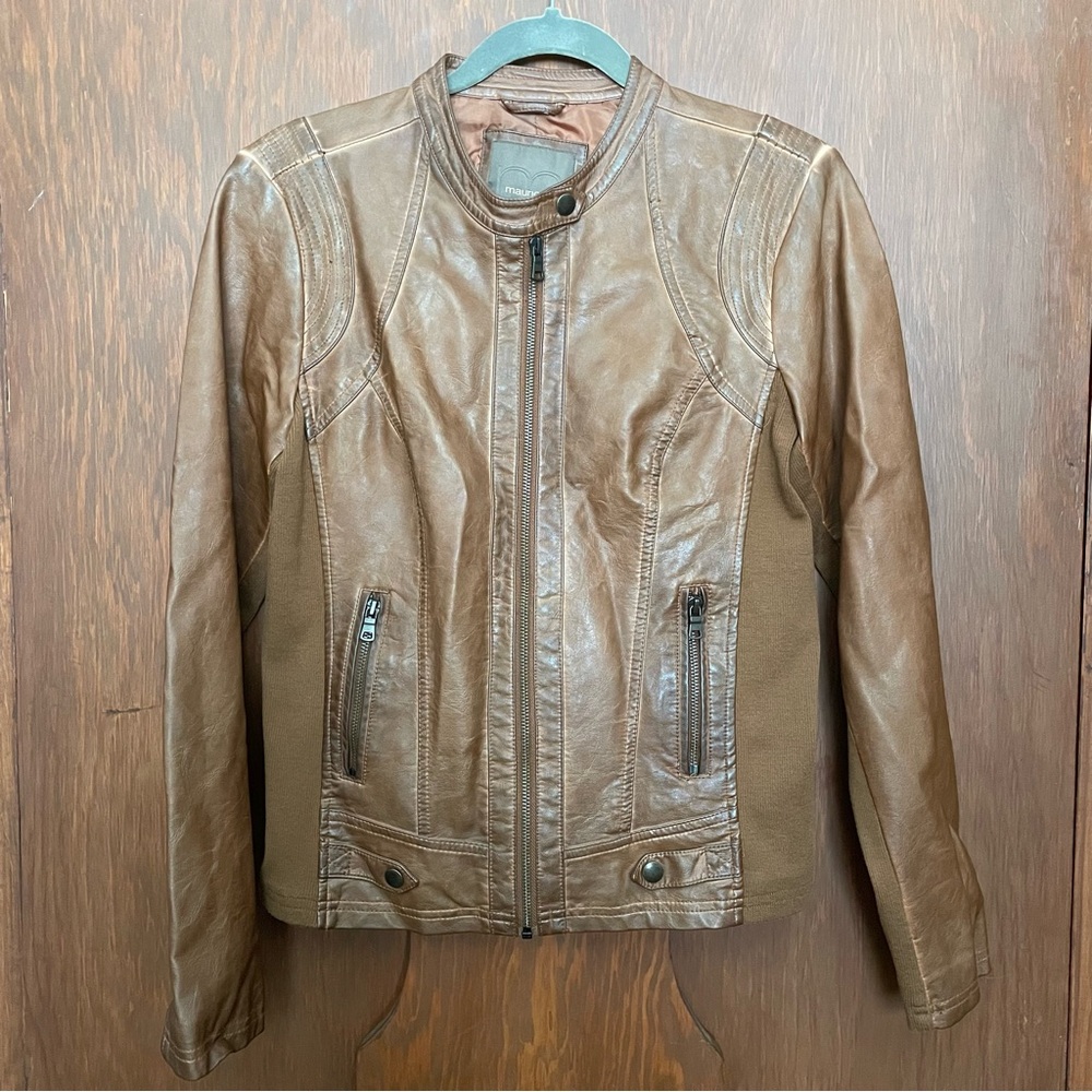 Brown Faux Leather Women's Jacket